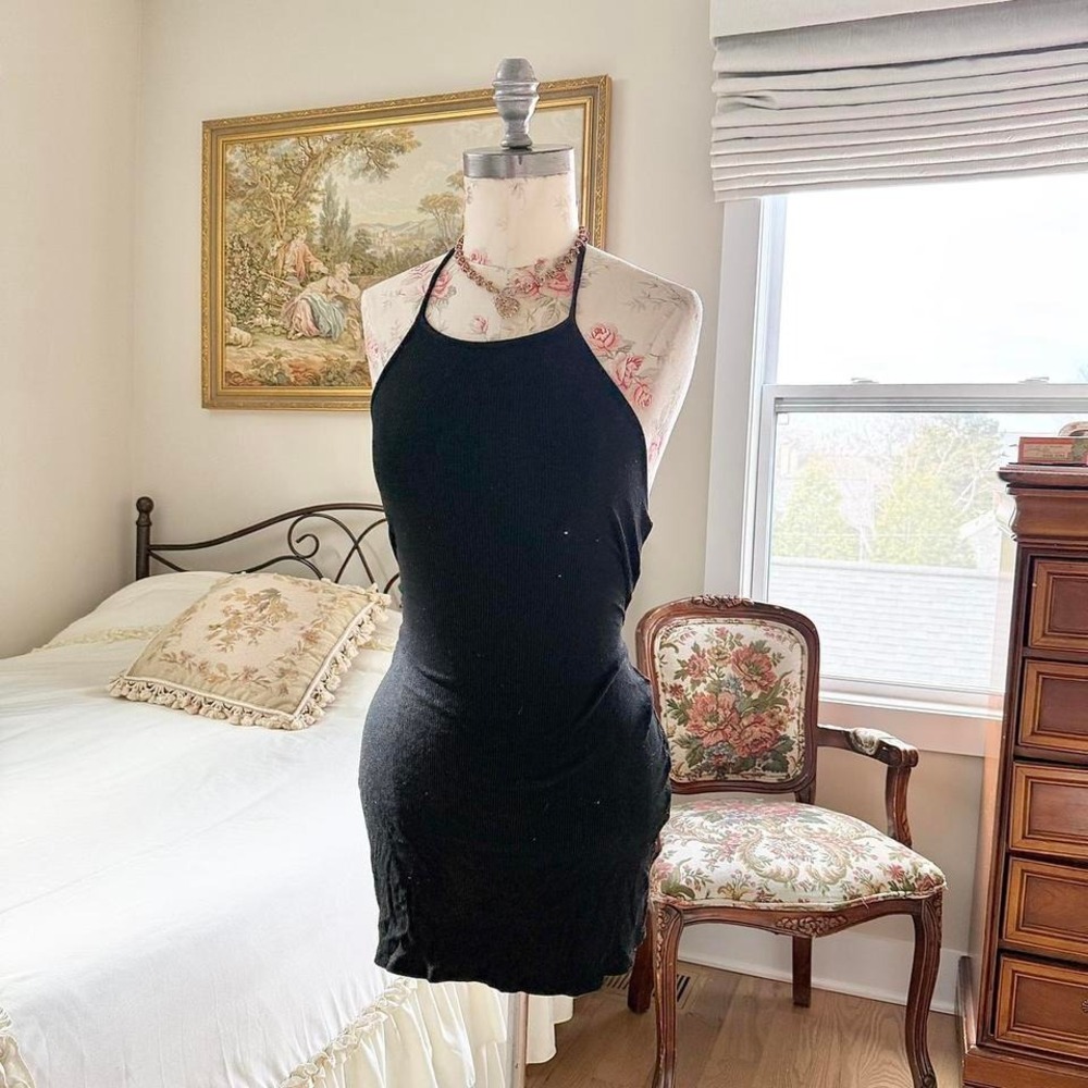 y2k popular black halter mini‎ dress size